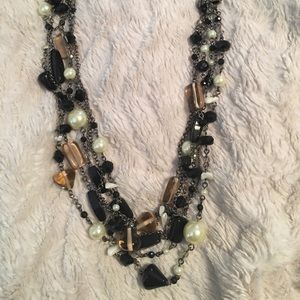 Beautiful black multi strand necklace.